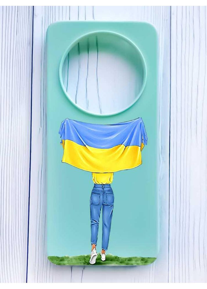 Матовий бірюзовий чохол на Xiaomi Redmi 14C/Poco C75 Дівчина з прапором (принт 263) Creative (355400379)