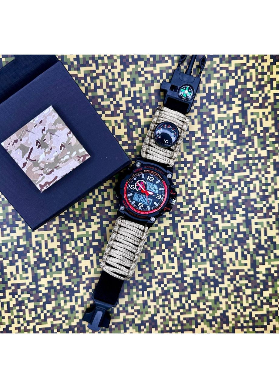 Годинник наручний чорний з червоним для чоловіків кварцовий водонепроникний з будильником і календарем ProDobro (367266926)