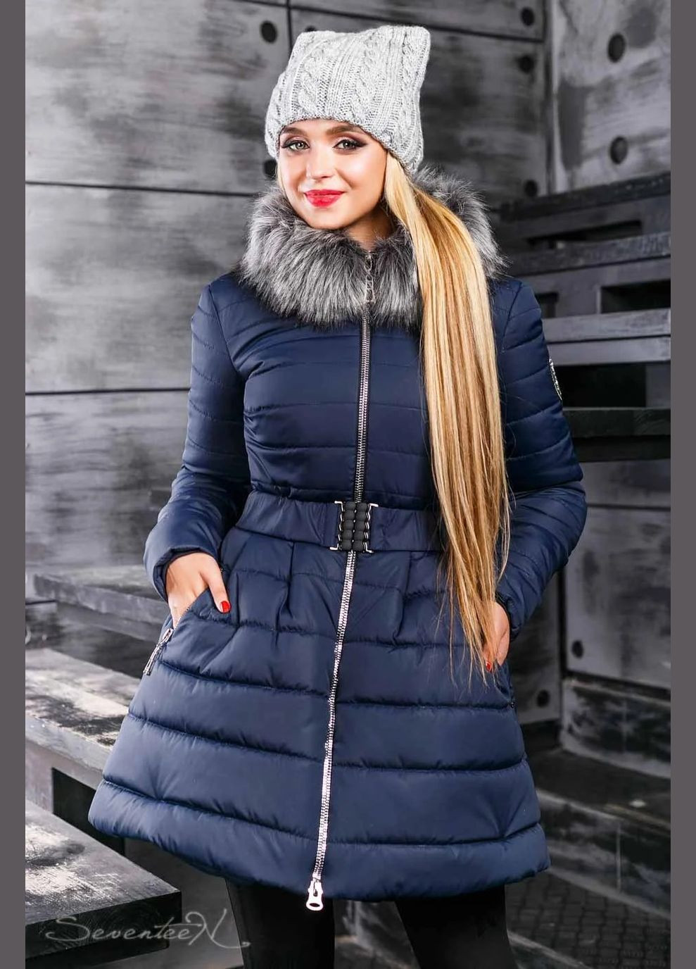 Синя демісезонна куртка зима Seventeen
