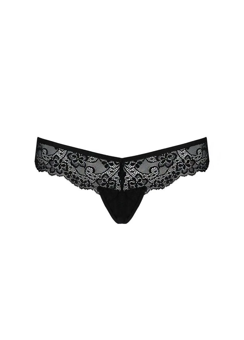 Мереживні трусики-танга з атласним бантиком Naja Thong black Passion (297572155)