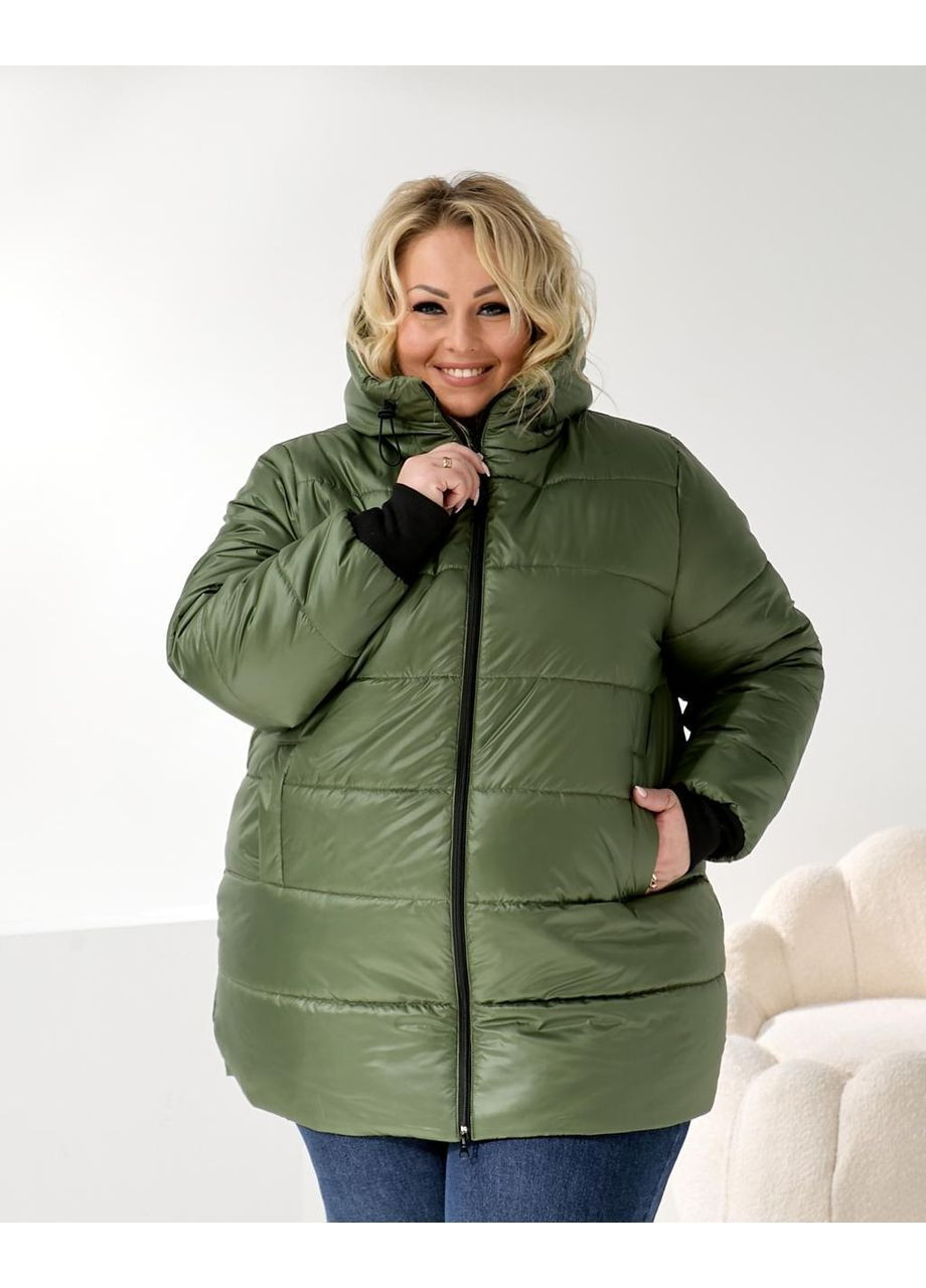 Оливкова (хакі) зимня жіноча зимова куртка куртка-пальто No Brand