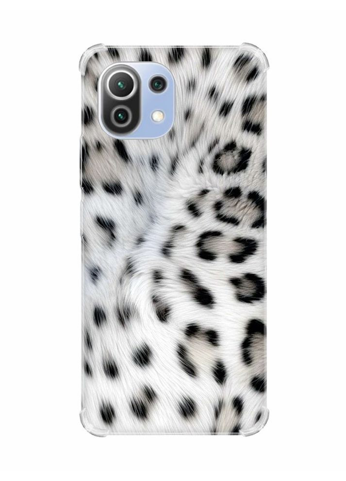 Чехол с утолщёнными углами на Xiaomi Mi 11 Lite Белый леопард (принт 398) Creative (355396079)