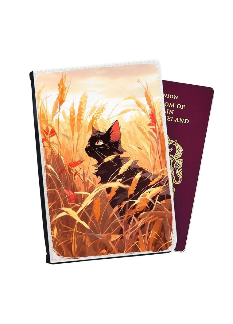 Портмоне - Обкладинка на паспорт, автодокументи з відсіками Cat #039 Чорний No Brand (317553747)