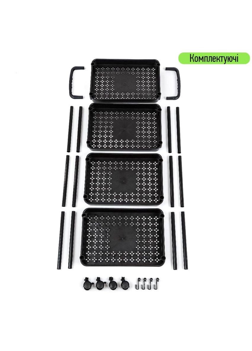 Етажерка мобільна чотириярусна універсальна пластикова чорна 41*25*101см (3DPanda-2108) Sticker Wall (323155207)