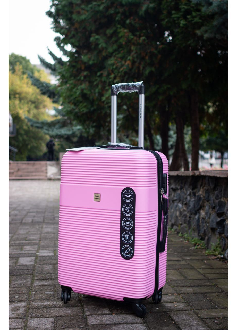 Чемодан пластиковый ручная кладь S, цвет черный Wings 5398 (365715890)