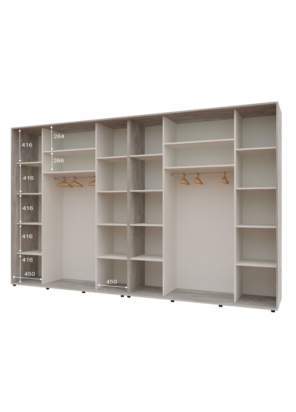 Шафа-купе чотиридверна 400*60*220 см Бетон ДСП + Дзеркало + Дзеркало + ДСП Максі Комфорт Меблі (360435186)