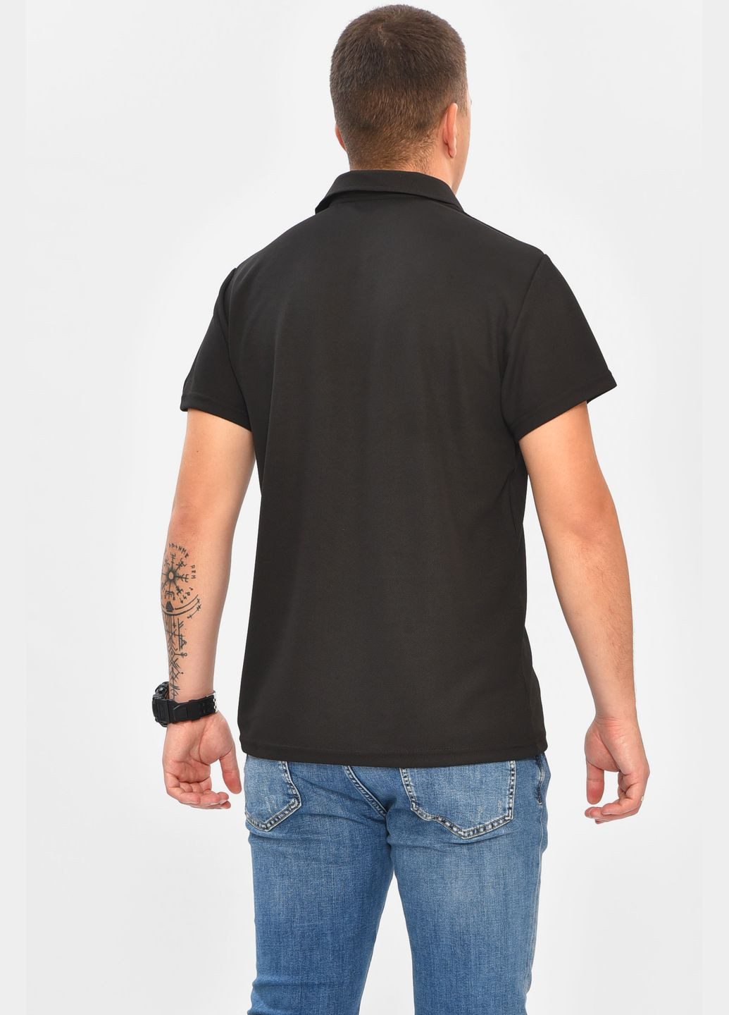 Чорна футболка чоловіча поло чорного кольору Let's Shop