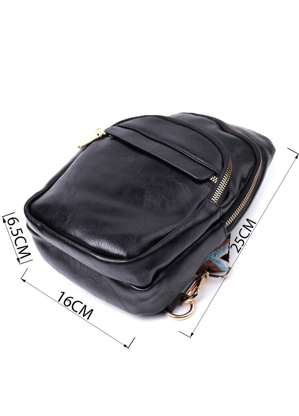 Сумка невеликого розміру з однією лямкою через плече з гладкої екошкіри 22770 Чорний Vintage (303877168)