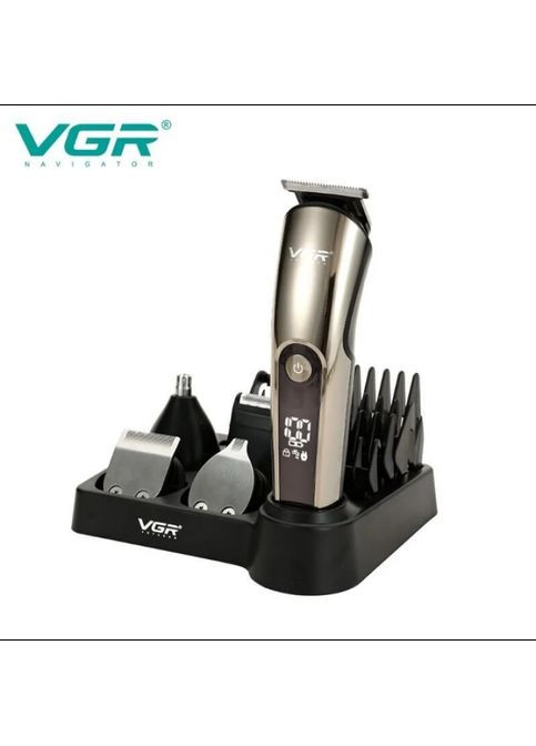 Бездротова акумуляторна машинка для стрижки волосся VGR V-107 тример для бороди та вусів з насадками MDR No Brand (371793784)