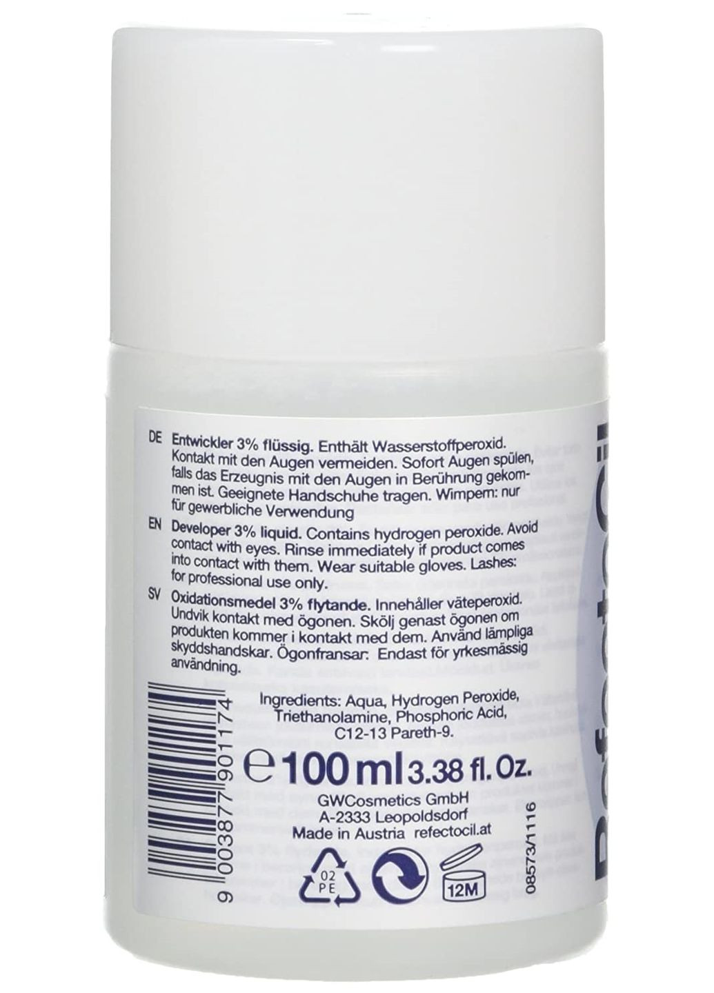 Рідкий окислювач для фарбування брів та вій Liquid Oxidant 3% 100 мл RefectoCil (278773707)