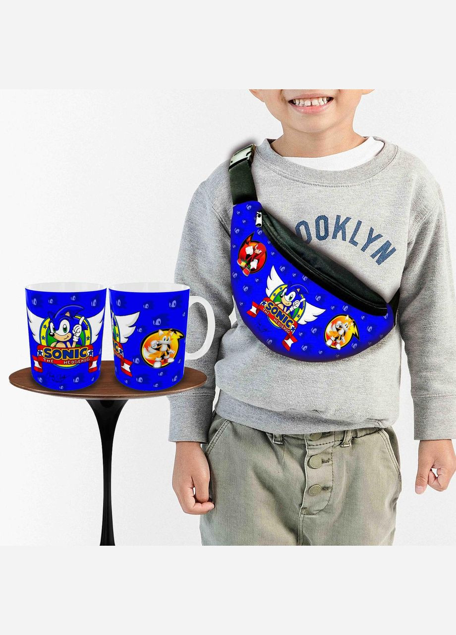 Подарочный набор:Сумка-бананка+ Кружка Супер Соник детский,для мальчика (0256) No Brand (306438206)