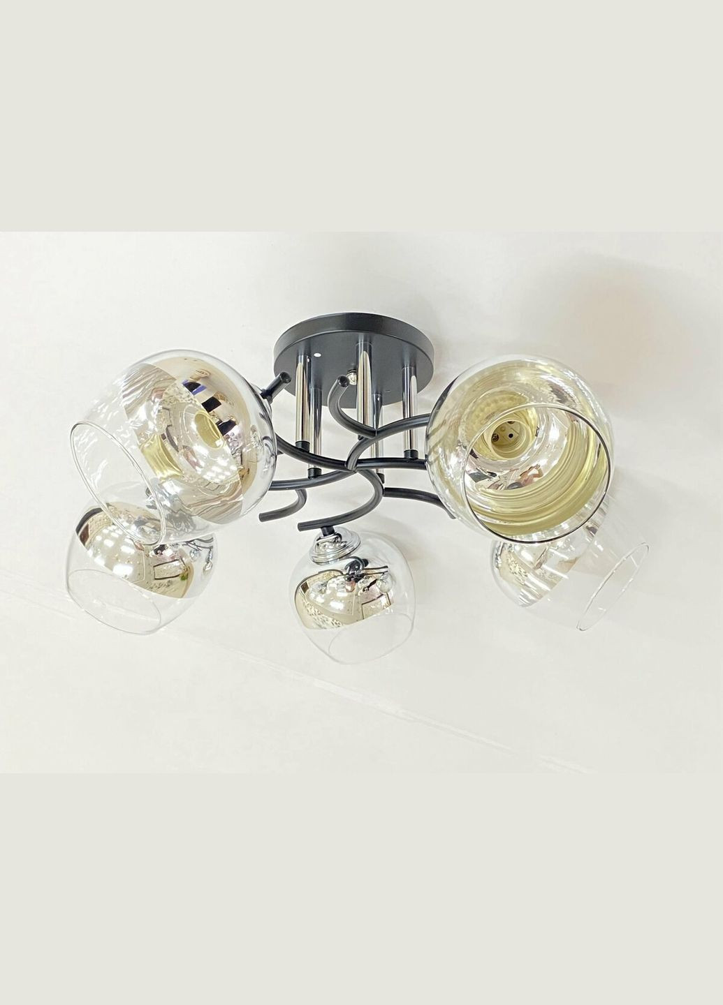 Стельова Люстра на 5 плафонів 6978A/5 (Чорний+Хром) Valeso (346267242)