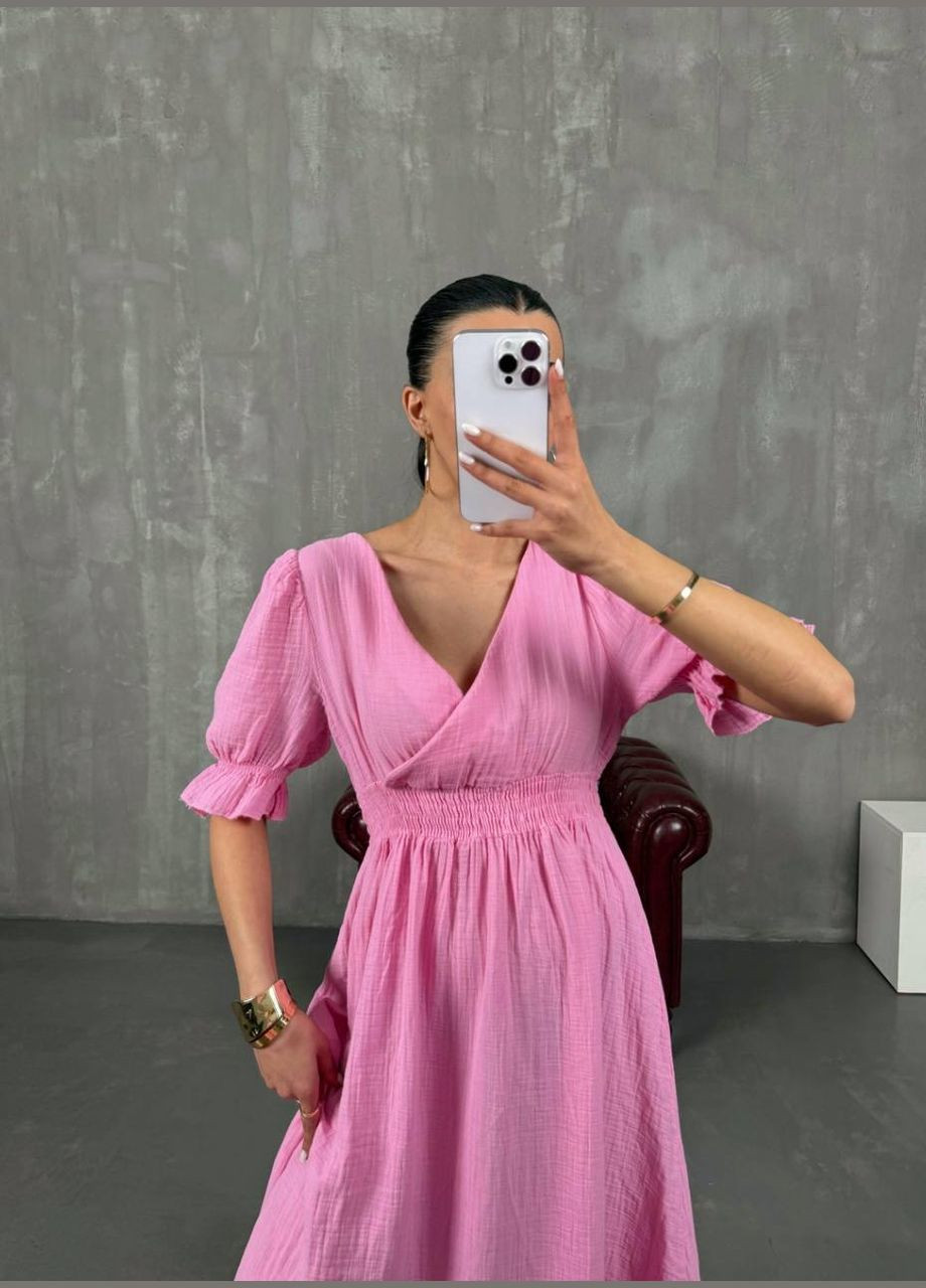 Розовое повседневный летнее макси платье Adelante однотонное