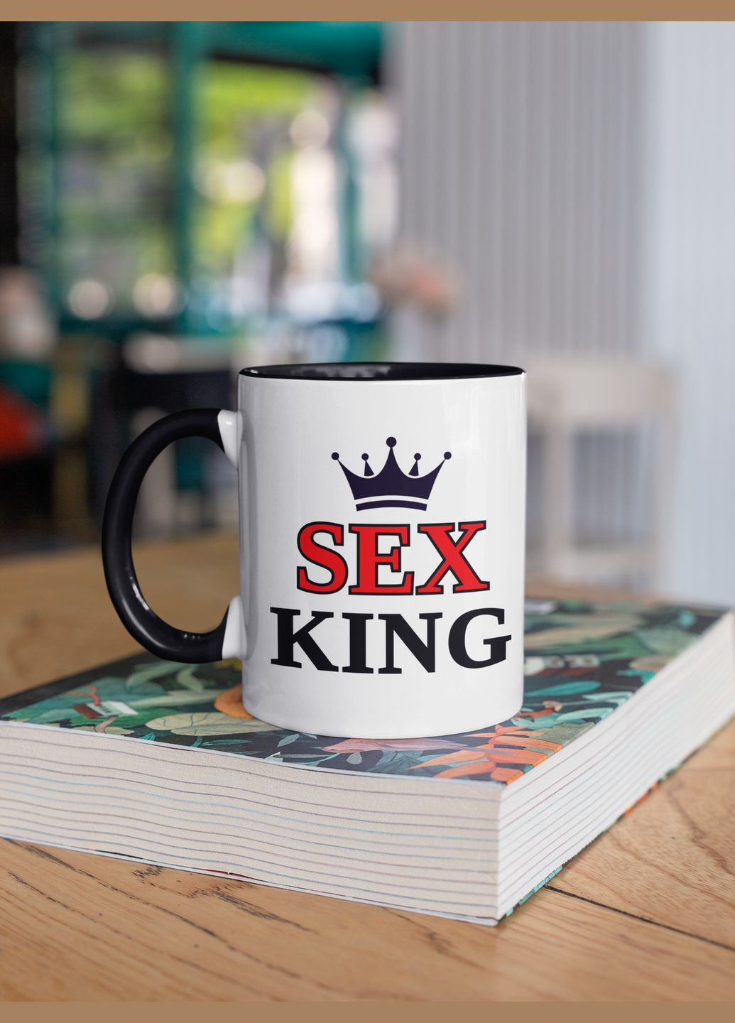 Чашка керамічна з принтом "Sex King" 330 мл, біла з чорною ручкою No Brand (324807417)