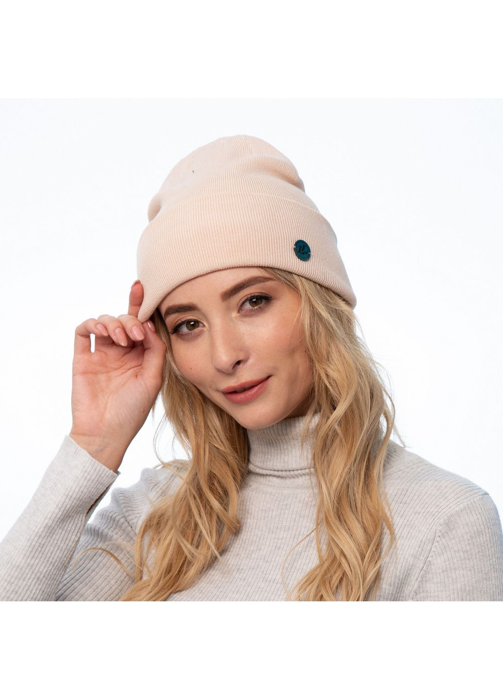 Шапка біні жіноча віскоза бежева RUTH LuckyLOOK 977-816 (322792490)