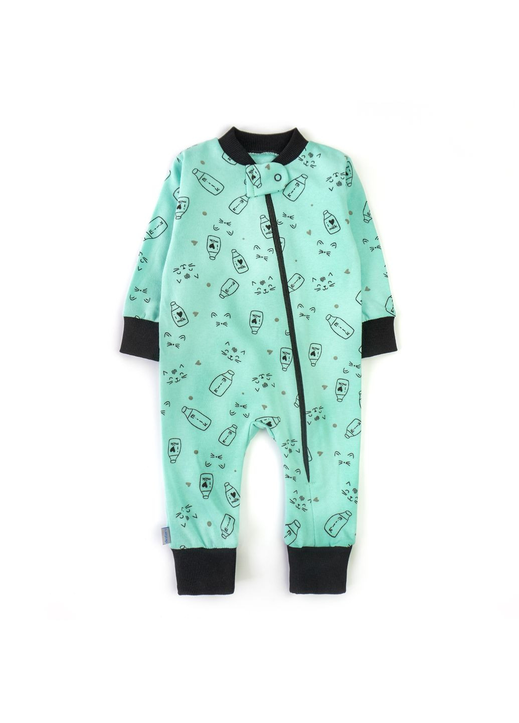 Детский трикотажный ромпер Dexter`s с открытыми ножками на молнии milk ментол dexter's (300103507)