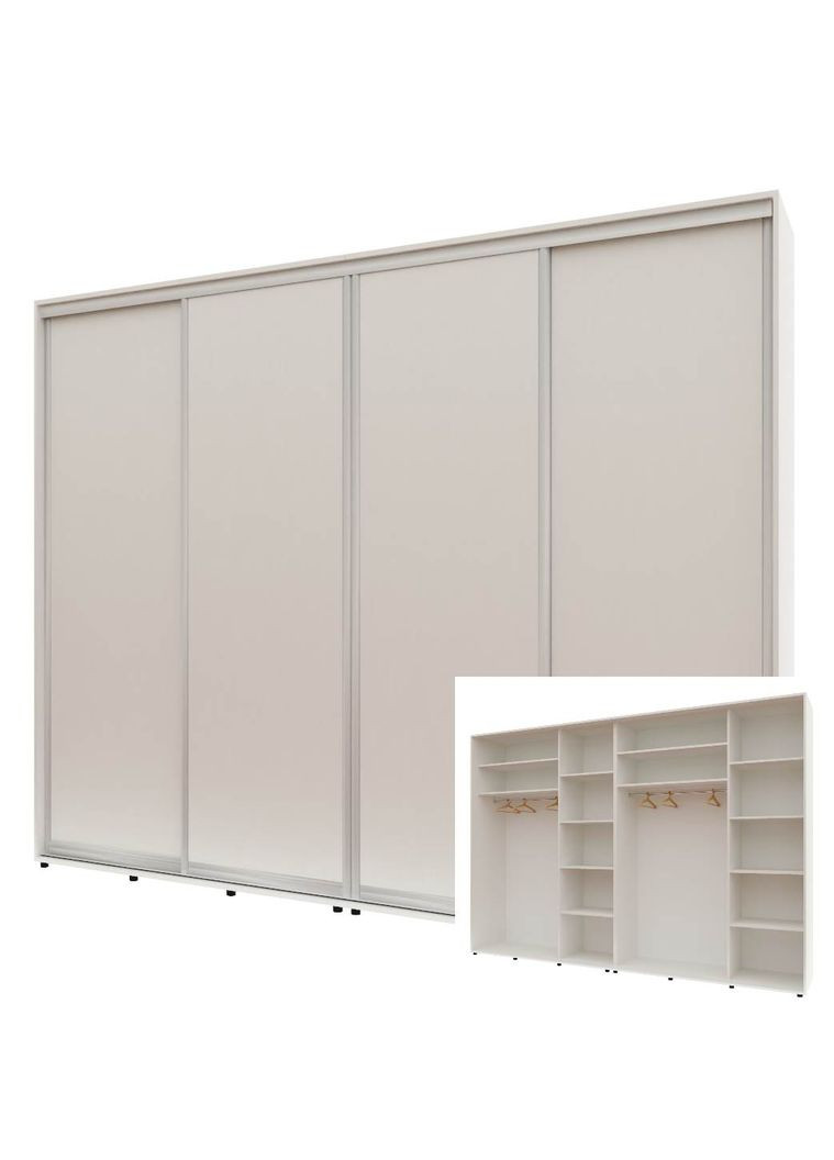 Шкаф-купе четырехдверный Комфорт Мебель 320*45*240 см Белый 4 двери ДСП Стандарт Комфорт Меблі (360432892)