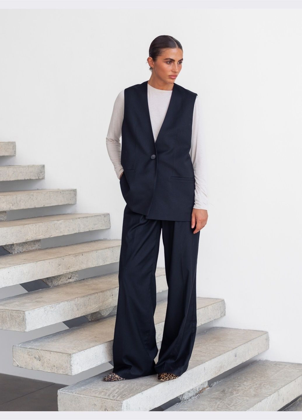 классические чёрные брюки на молнии Dressa (304610233)