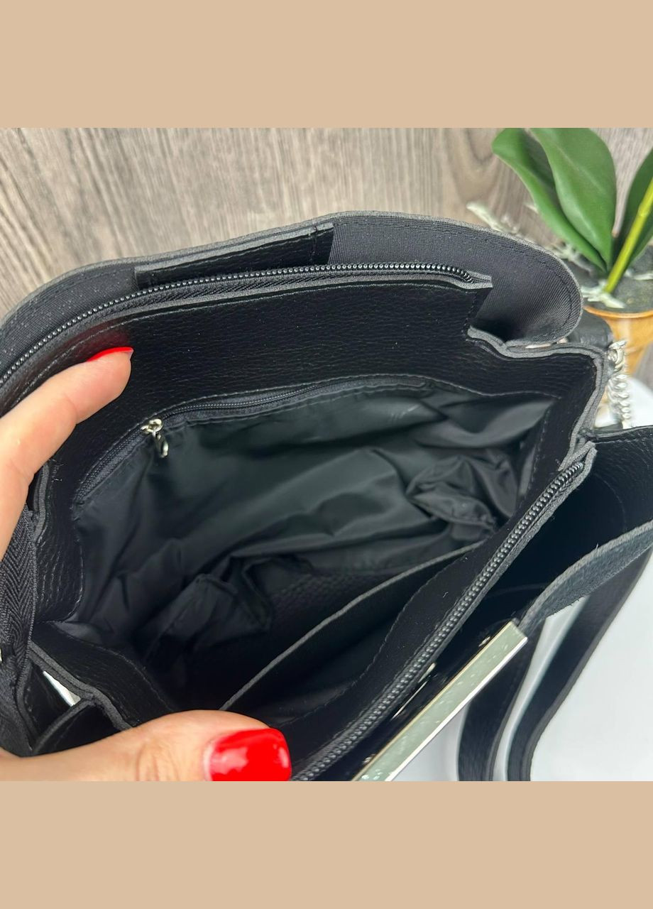 Жіноча замшева сумка чорна через плече, невелика жіноча сумочка натуральна замша No Brand (334731089)