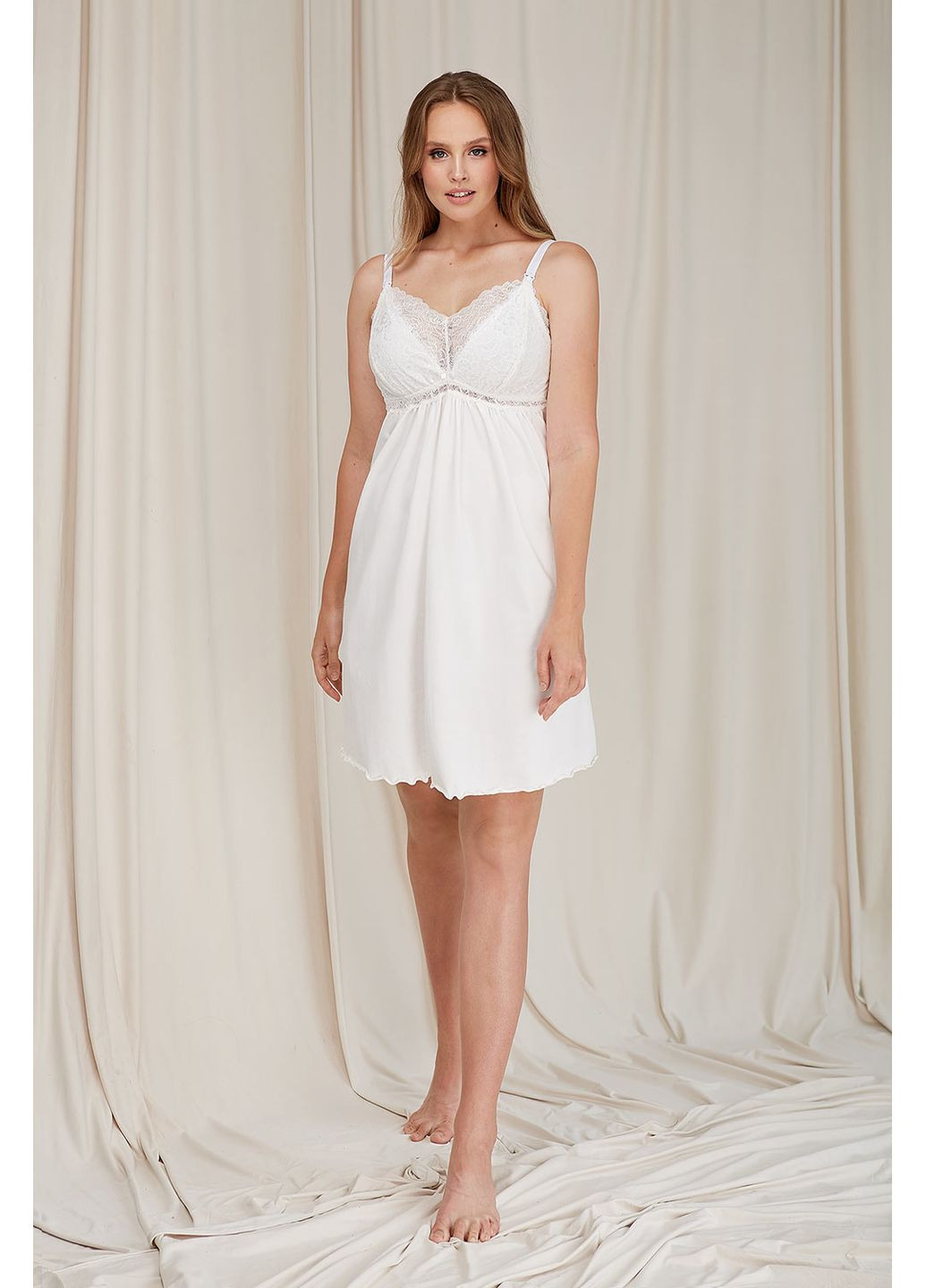 Ніжна нічна сорочка для вагітних та годуючих молочного кольору Dianora (360585318)