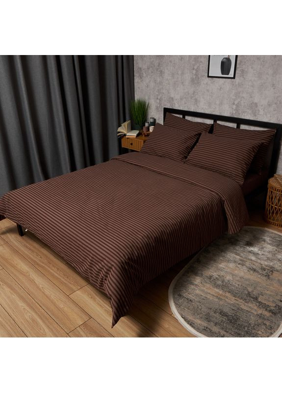 Комплект постільної білизни Бязь Gold Люкс євро 200х220 наволочки 2х40х60 (MS-820009180) Moon&Star Espresso Lines (356114078)