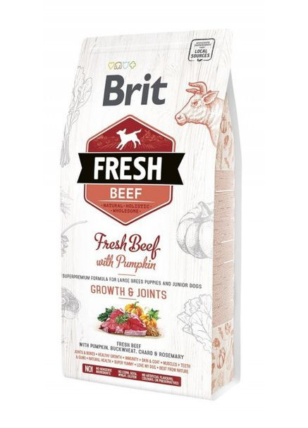 Сухой корм Fresh Beef & Pumpkin Growth & Joints 2,5 kg (для щенков и юниоров крупных пород собак) Brit (293408119)