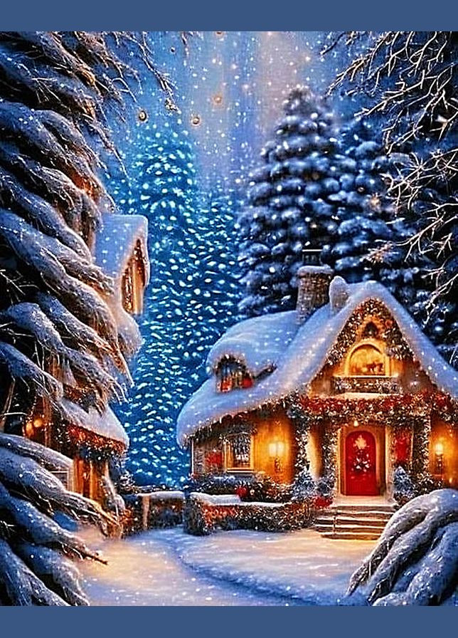 Набір алмазної мозаїки НА підрамнику АЛМр-200 "Будиночок в зимовому лісі", 40*50см АлМазка (315638259)