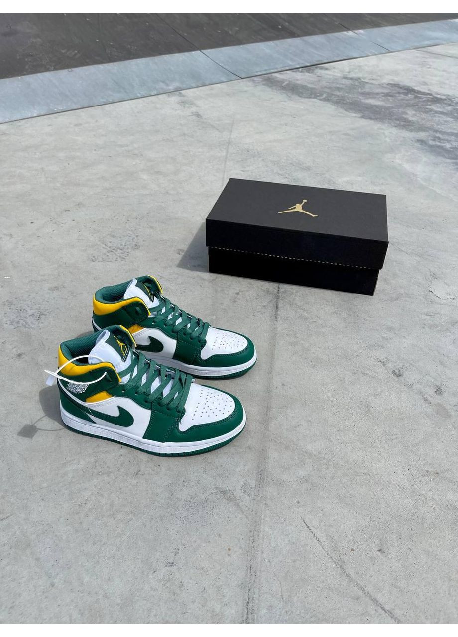КРОСІВКИ ЖІНОЧІ NIKE AIR JORDAN 1 MID GS SONICS НАЙК АІР ДЖОРДАН No Brand білі демісезони (367172992)