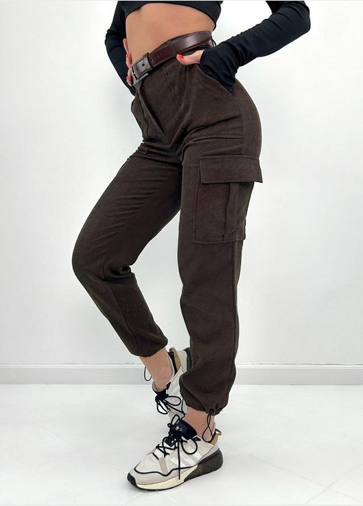 Коричневые кэжуал демисезонные карго брюки Fashion Girl