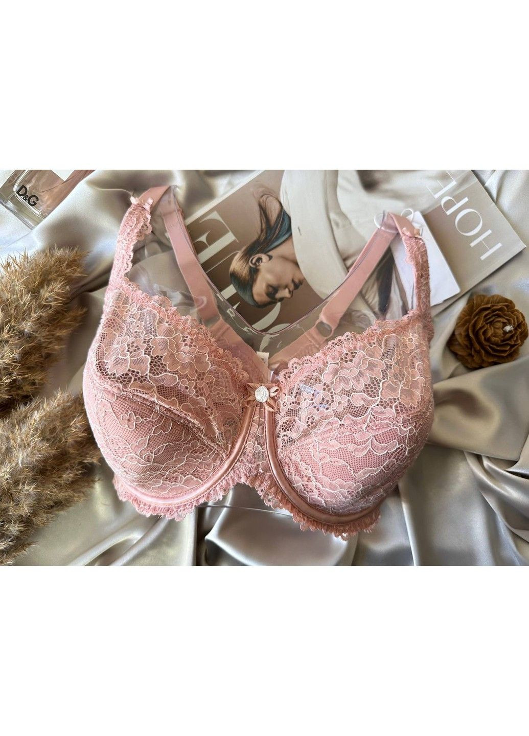 Пудровий бюстгальтер пудровий на великі груди з м'яким поролоном Lanny Mode