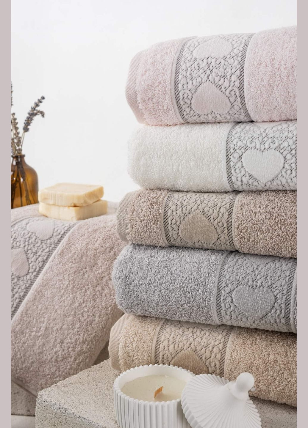 Набір бамбукових рушників 50х90 см Love, лицеві 6 шт. Pupilla комбінований