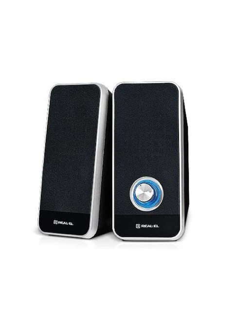 Колонки 2.0 S-80 черный, 2 x 3 Вт, пластиковый корпус, питание от USB, управление спереди (S-80) Real-El (375283292)