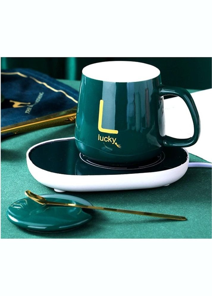 Керамічний кухоль з підставкою для підігріву 220В, об'єм 450 мл, зелений Lucky (315373100)