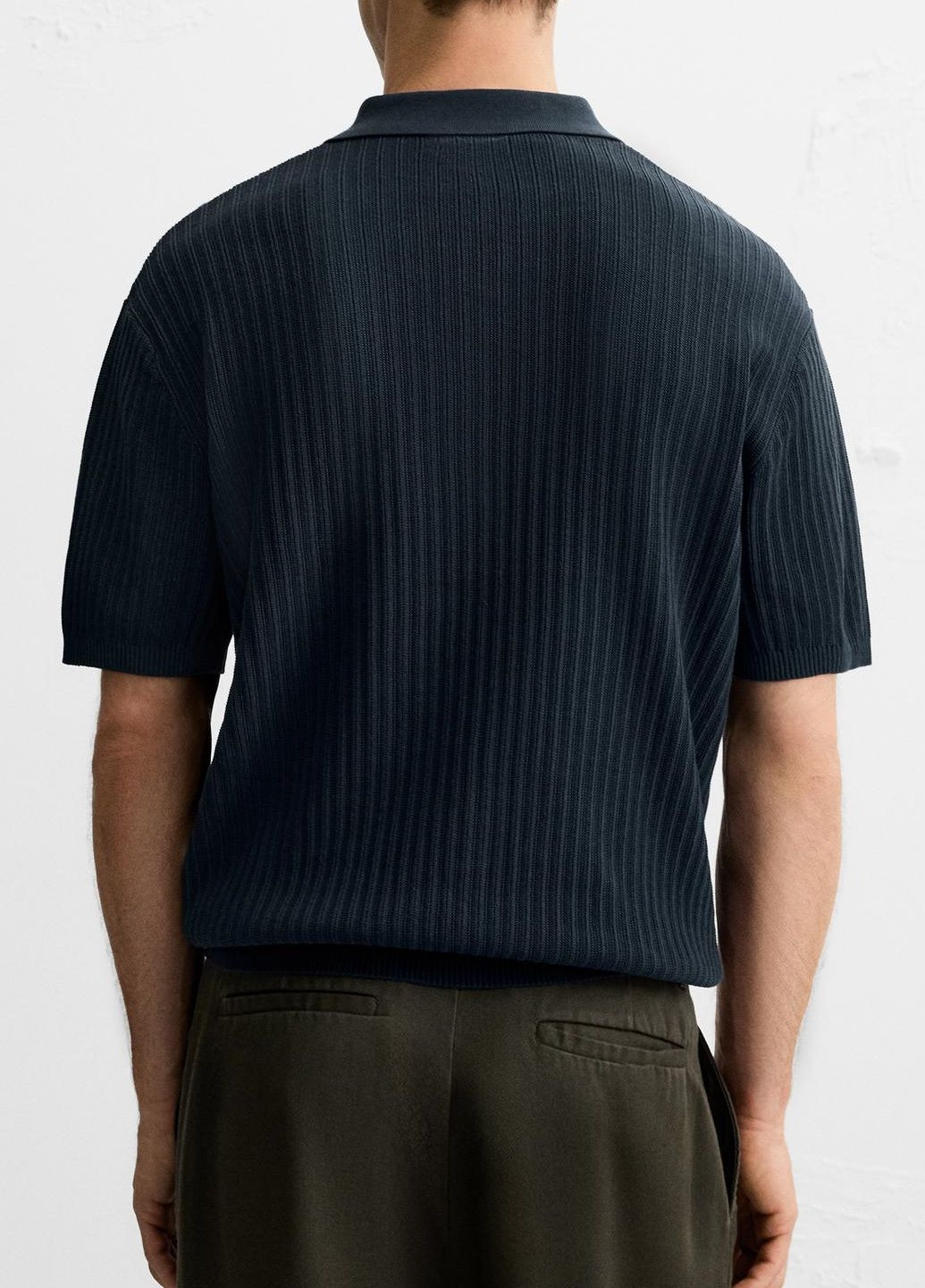 Темно-синяя футболка-поло для мужчин Zara однотонная