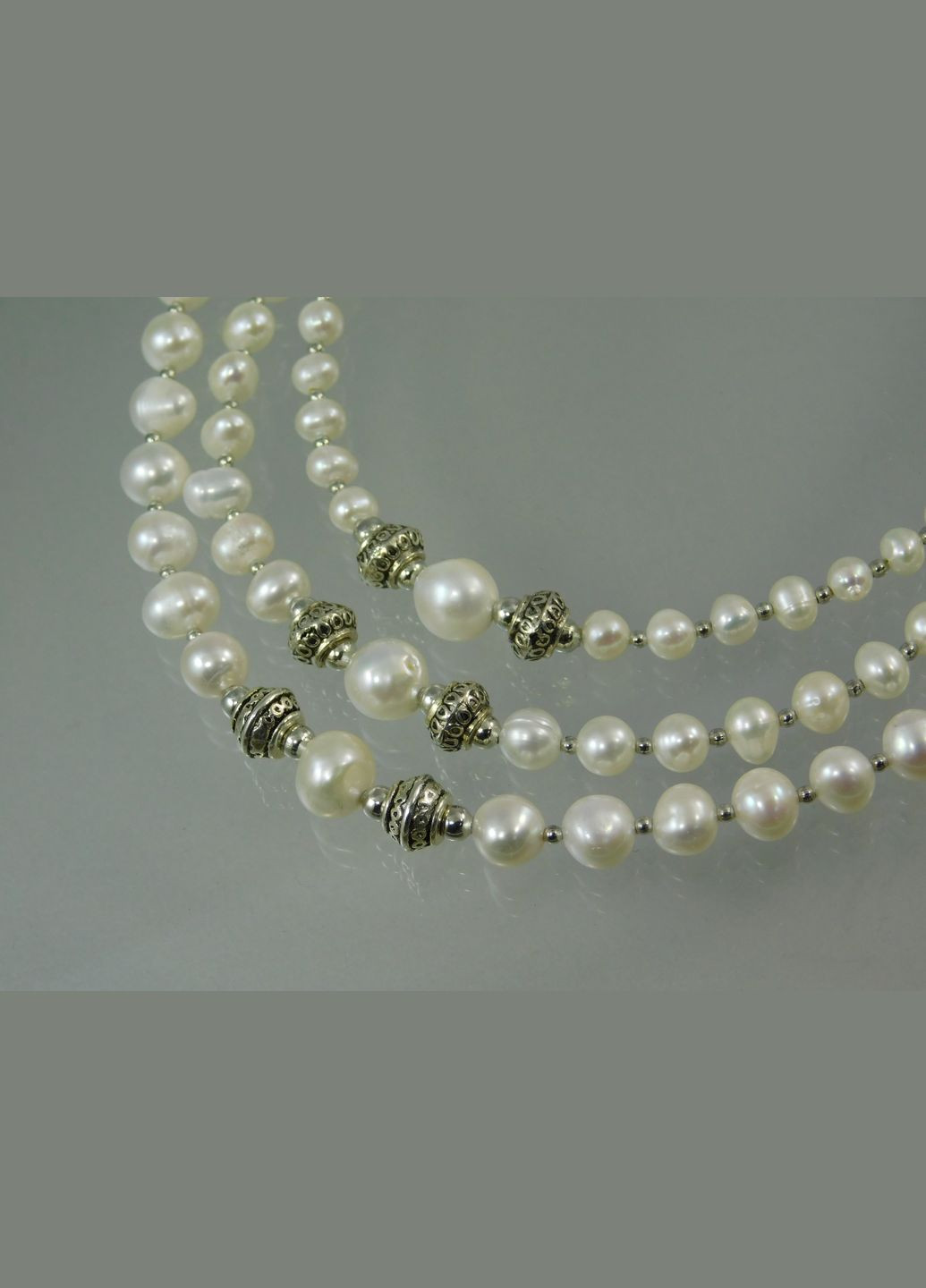 Эксклюзивные бусы "Марлен" Жемчуг, 3 ряда Fursa fashion (322444480)