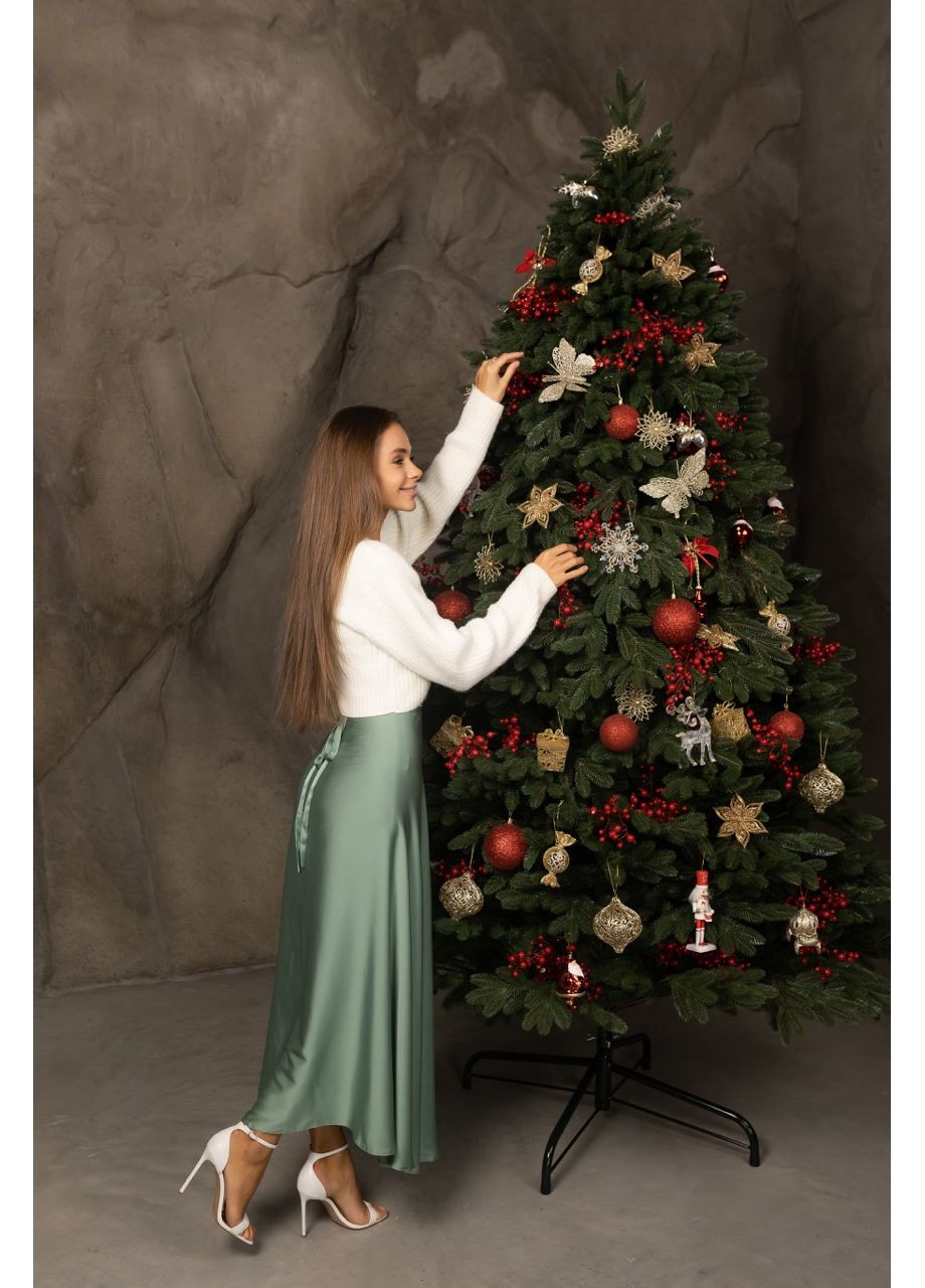 Елка искусственная литая БУКИНГЕМ Зеленая 2.32 м с металлической подставкой на 30% пышнее, модель 2025 года Yalunka Tobi Букінгем (355803984)