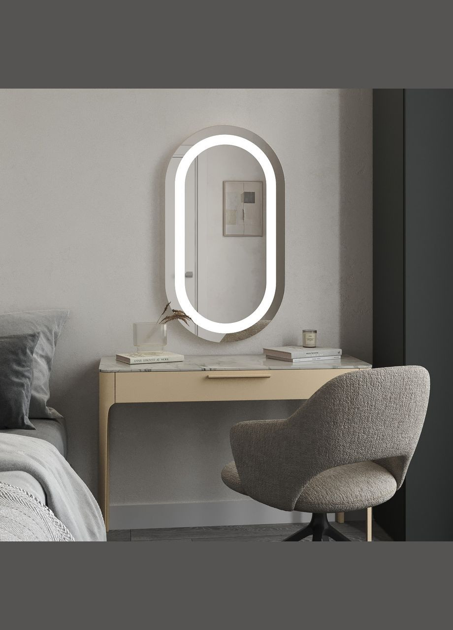 Стильне дзеркало з LED-підсвіткою у ванну або вітальню Лідс 800×500 MORELI (335424783)