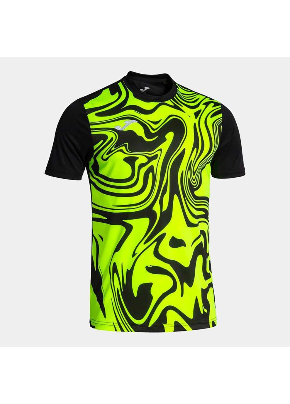 Комбінована футболка lion ii чорний салатовий Joma