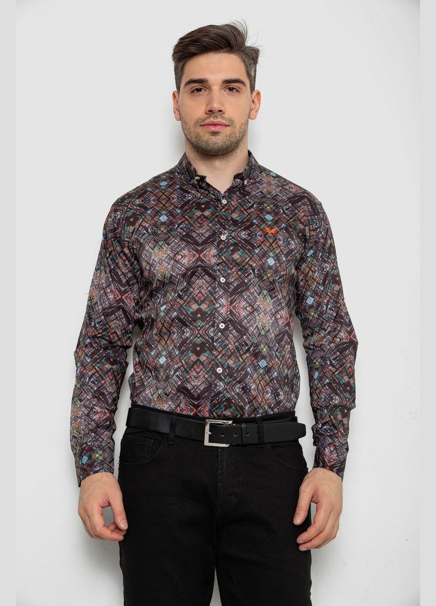 Сорочка чоловіча з принтом, колір коричневий, 214R2684 Ager (341828050)