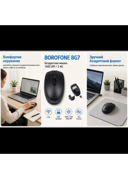 Мышь беспроводная BG7, 1600DPI, 2,4G Borofone (399954889)