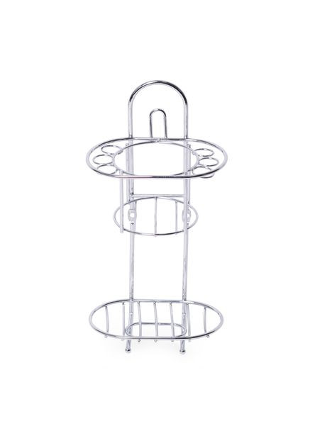 Склянка для зубних щіток та мильницею 13*8,5*25см пластик на хром підставці No Brand (370286372)