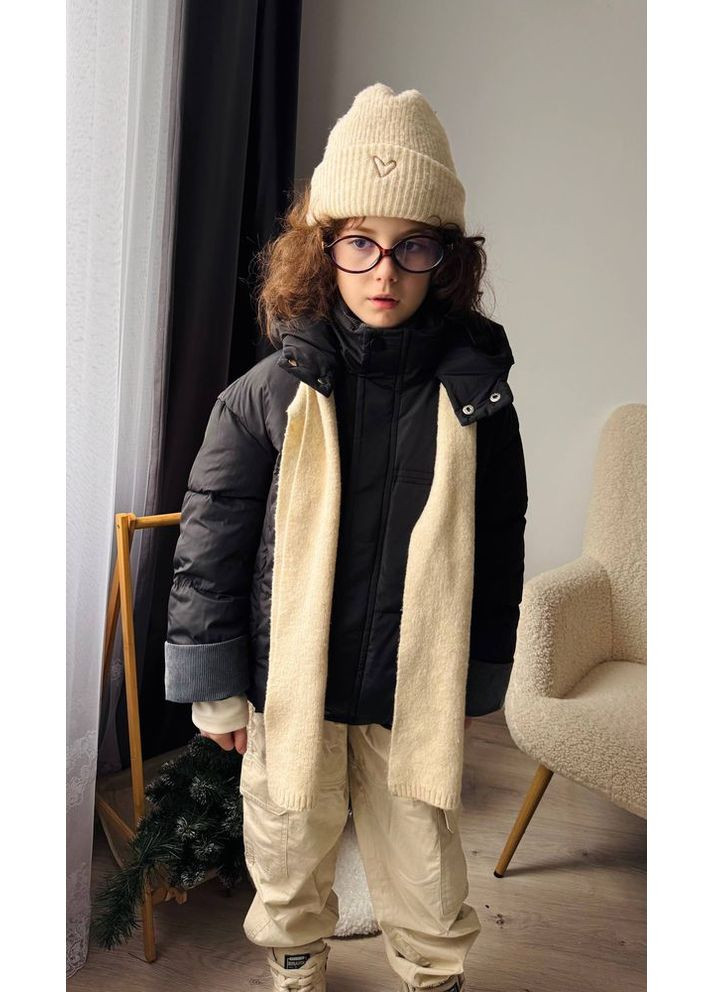 Комбінована демісезонна курточка для хлопчика демісезонна колір чорний 10972 No Brand