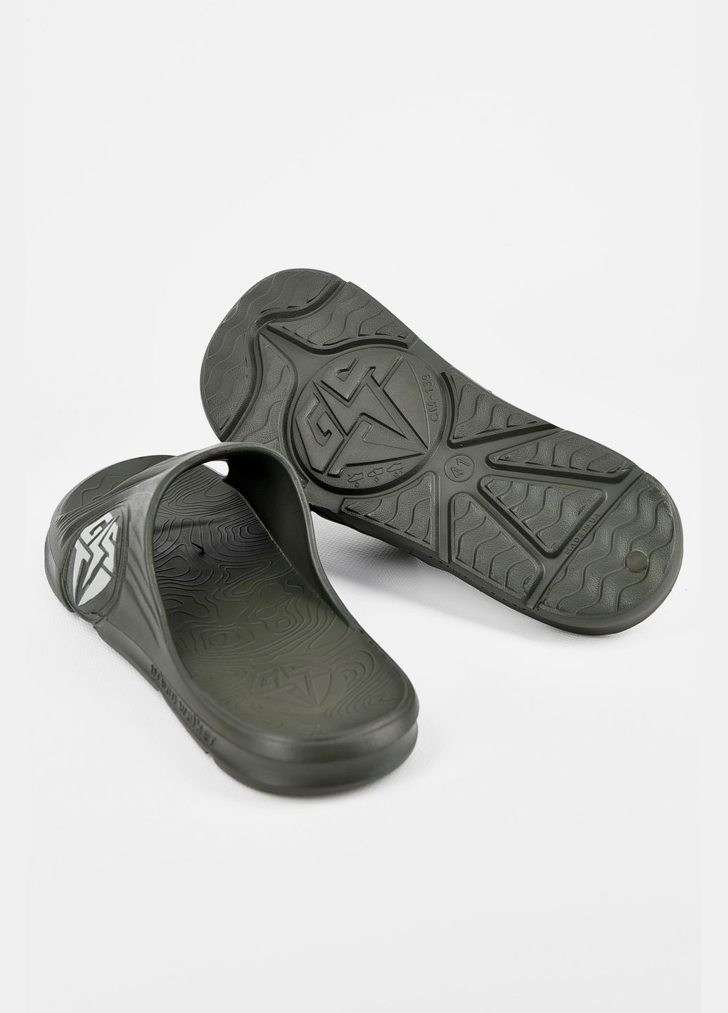 Темно-зеленые кэжуал шлепанцы мужские пена темно-зеленого цвета Let's Shop