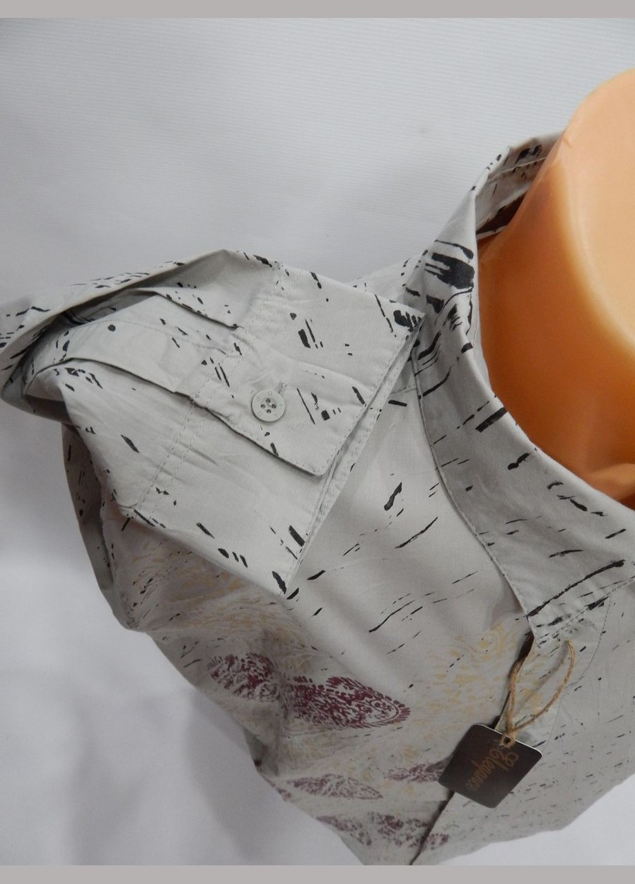 Серая кэжуал рубашка с абстрактным узором No Brand