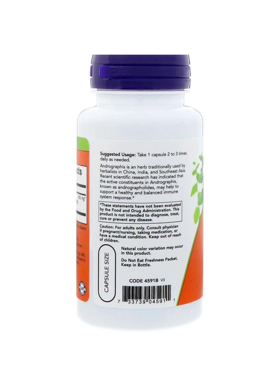 Андографис екстракт, Andrographis,, 400 мг, 90 кап. Now Foods (364312902)