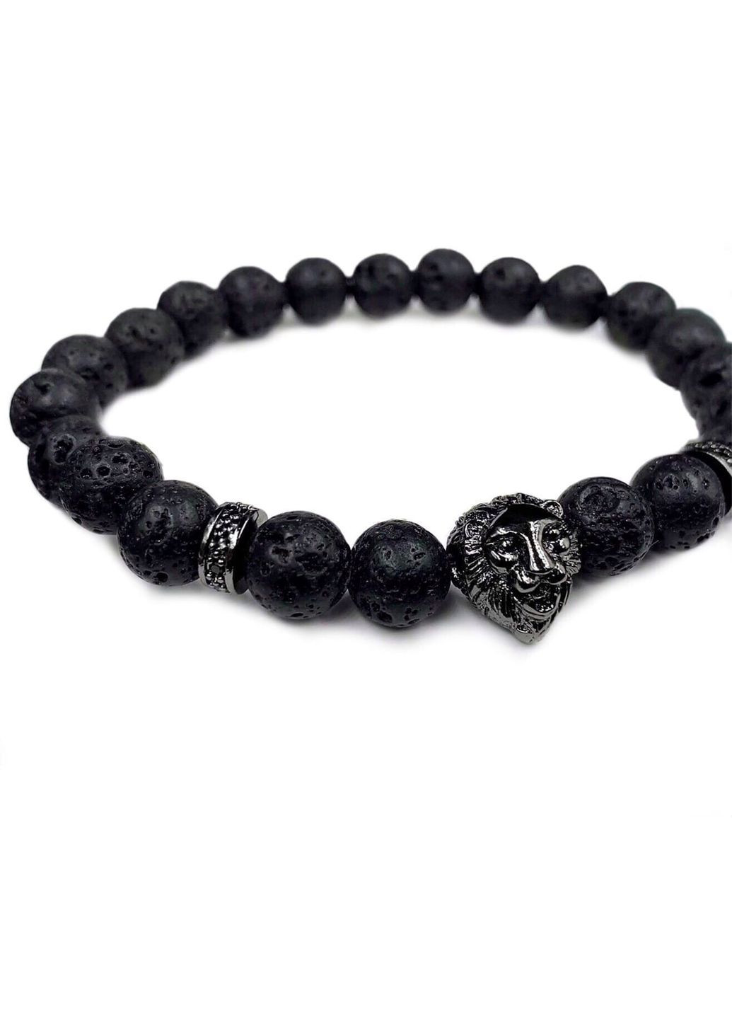 Браслет із лавового каменю з чорним левом (50029) Hemst (301070997)