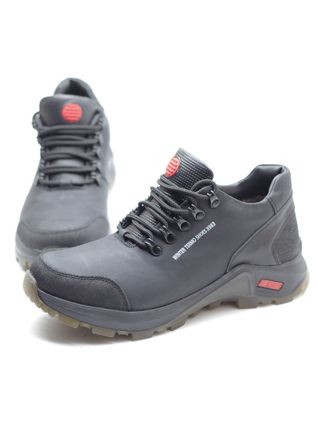 Черные зимние кроссики мужские зимние из натуральной черной кожи до -10 градусов. No Brand 3053