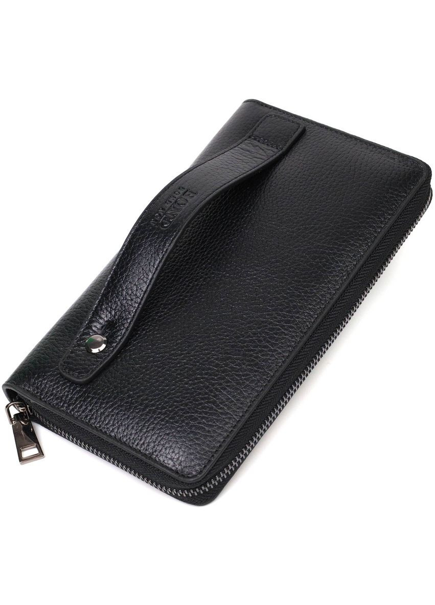 Чоловічий клатч з одним відділенням із натуральної шкіри 22029 Чорний Bond (302007856)
