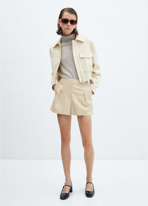 Шкіряні шорти бежеві штучна шкіра Mango (322301242)