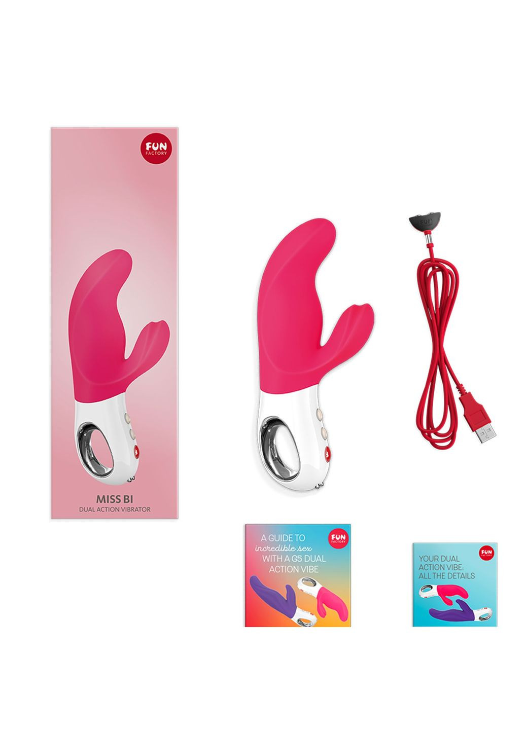 Вибратор-кролик MISS BI pink/white, 2 независимых мотора, диаметр 4,2 см Fun Factory (334344047)